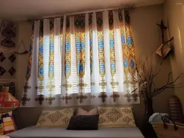 Vorhang äthiopisches traditionelles Design Saba und Telet dünne Fenstervorhänge für Wohnzimmer Schlafzimmer Dekor 2 Stück