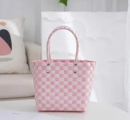 Borse da sera Borsa a mano stile rivetto Borse in tessuto fatte a mano Borsa piccola da cestino portatile Borsa da donna Secchiello Asilo per bambini Regalo a mano Rosa 230803