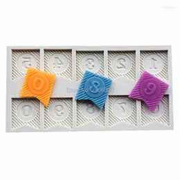 Baking Moulds Ribbon Bunting Digital Silicone Cake Mold Sugarcraft Cetakan Bakeware Cupcake Kitchen Accessories SQ1727