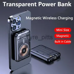 Wireless Chargers 20000Mah Magnetic Qi Wireless Charger Transparent Power Bank för iPhone 14 13 12 Series Mini Powerbank för Samsung Huawei Xiaomi X0803