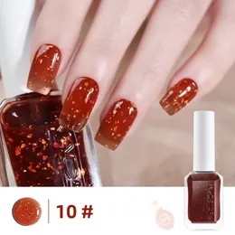 Nail Polish 11ml 24K Gold Foil Maple Red Varnish Autumn Winter Collection Paint Lacquer Manicure Decoration 230802