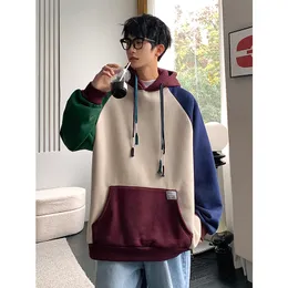 Mens Hoodies Sweatshirts LAPPSTER Streetwear Patchwork hooded 2000s Y2k Harajuku Color Block Oversized Korean Pullover Casual 230803