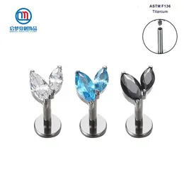 Labret Lip Piercing Jewelry 16G ASTM 36 지르콘 상단 반지 연골 나선 스터드 이어링 바디 230802