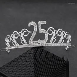 Hair Clips 18/25/40/50/60 Birthday Princess Tiara Crown Headband Bridal Band Accessories Headdress Wedding For Women Anniversary