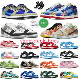 2024 Scarpe da corsa Uomo Donna Low Unc Nero Bianco Panda Verde Vela Grigio Nebbia Camminare Sport all'aria aperta Scarpe da ginnastica Sneakers Taglia 5.5-13 Marrone