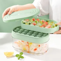 Ice Cream Tools Cube Maker With Storage Box 2in1 Silicone Tray Round Making Mold Set For Bar Tool Kitchen Accessories 230802