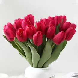 Fiori decorativi 15PCS Real Touch Tulip Fiore artificiale Pu Latex Bouquet di alta qualità Wedding Home Party Fake