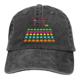 Boll Caps Space Invader School Baseball Cap Men 70s 80s Arcade Game Colors Women Summer Snapback