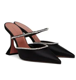 여름 2023 Amina Muaddi 여성 Gilda Sandals Shoes Crystal-embellishments 스트랩 뮬 파티 드레스 하이힐 숙녀 eu35-42