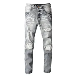 Mens Designer Jeans Ripped Biker Slim Fit Motorcykel denim för män s högsta kvalitet mode jean mans byxor häll hommes riktiga jeans chg23080323