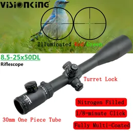 Visionking 8.5-25x50 Riflescope Iluminado Foco Lateral Tático 1/8 Clique Turret Lock Objetivo Grande Mira Óptica de Longo Alcance