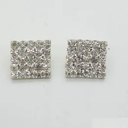 Rhinestones 50st 16x16mm Square Rhinestone Embellation knappar Flatback Diy Crystal Buckles Factory Pris Drop Leverans smycken Dhrgy