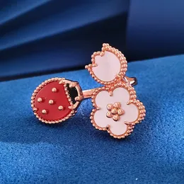 nuovo anello di coccinella primaverile in oro rosa di vendita caldo per di festa di gioielli di marca di lusso di moda semplice da donna