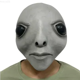 Party Masks Alien Mask Latex Full Head UFO Masks Creepy Halloween Alien Cosplay Costume Props Headgear L230803