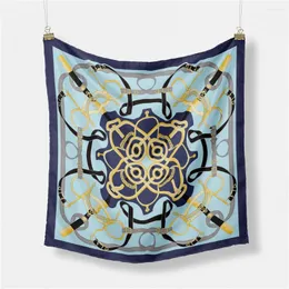 Szaliki 53 cm Big Brand Belt Printed Square Scali Design Silk Women Bandana Luksusowy opaska na głowę Hidżab Neckerchief