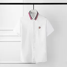 Minglu Ribbon Collar Mens Shirts Luxury Bee Design Lengeve Solid Color Mensドレスシャツプラス4xlスリムフィットマンシャツ