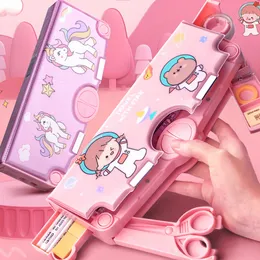 Bleistift Taschen Fall Fälle Multifunktions Nette Box Pencilcase Für Mädchen Trousse Kawaii Einhorn Koreanische Schreibwaren Estuche Schule Liefert 230802