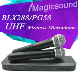 New BLX288/PG58 BLX BLX288 BLX88 PG 58A UHF Wireless Microphone Karaoke System With PG58 Dual Handheld Transmitter UT4 TPYE Mic