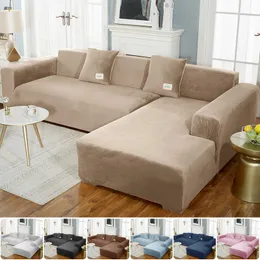 Stol täcker högkvalitativ sammet soffa täckning lformad säte för vardagsrum hörn elastisk soffa slipcover tvättbar 230802