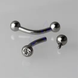 Labret Gioielli per piercing al labbro Gemma di cristallo G23 Piercing al sopracciglio 16g Anelli a banana curvi filettati internamente Helix Orecchino Trags Capezzolo 230802