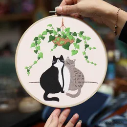 Kinesiska stilprodukter Nya broderier DIY -broderi Stitch Practice för nybörjare Cat Hobby Needwork Cross Stitch Set Home Decor R230803