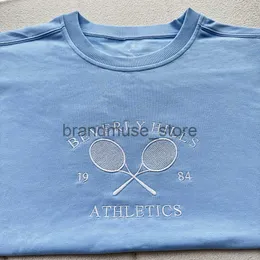 Kadın Hoodies Sweatshirts Sonbahar Kış Yeni Beverly Hill Tenis Kulübü Vintage Terry Pamuk Sweatshirt Kadın Uzun Kollu Gevşek İşlemeli Crewneck Pul J230803