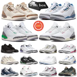 24H Shipping Jumpman 3 Men Basketball Shoes 3S Palomino Wizards White Cement Reached Fire Red Racer Blue Pine Green Womens Sneakers Trainers Sports