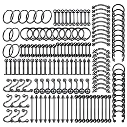 Labret Lip Piercing Jewelry 150PC Steel Body Lot Bulk Nose Ring Tongue Bar Eyebrow Set Horseshoe Pack 230802