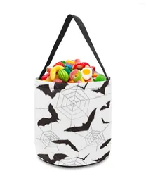 Storage Bags Bat Web Cartoon White Basket Sweet Candy Bucket Portable Home Bag Hamper For Kids Toys Party Decoration Supplies