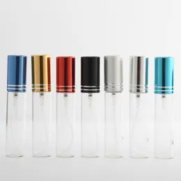 Perfume Bottle 100 pieces batch 10ml glass atomizer bottle can be refilled with colored aluminum cap spray perfume bottle travel bottle container 230802