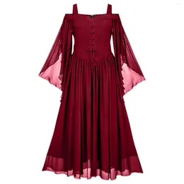 Casual Dresses 2023 Halloween Gothic Prom Dress For Women Cocktail Party Retro Cold Shoulder Butterfly Sleeve Ball Gown