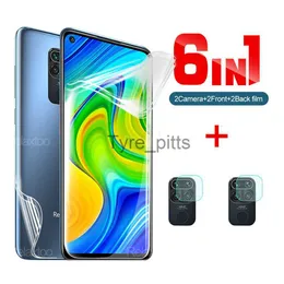 Mobiltelefonskärmsskydd 6 i 1 Front+Back Hydrogel Film för Xiaomi Redmi Note 9 Pro 9s S Note9s 9Pro Camera Lens Screen Protector Protective Cover Film X0803