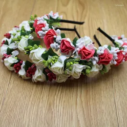 Dekorative Blumen 10 teile/los Frauen Hochzeit Stirnbänder PE Haarband Mehr Farben Handbänder Für Braut Tragen