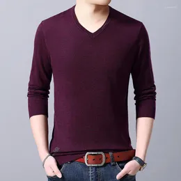 Męskie swetry bluza Wysokiej jakości moda marka mody dzianin pullover zwykły kolor dekolt w dekolcie koreańscy swobodni body mężczyźni