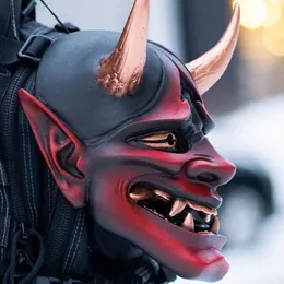 Maski imprezowe japońskie ducha samuraja maska ​​halloween horror lateksowe maski maskarady hannya cosplay tusz do rzęs cosplay carnival oni masque full face l230803