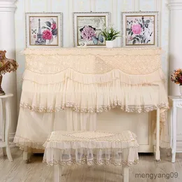 Dust Cover Durable Soft Cotton Lace Decorated Piano Cover Double Faced Yarn Dyed Fabric Design Household Cover Dust-Proof Protective ZH401 R230803