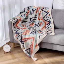 Blankets Nordic Style Knitted Bohemian Plaid Throw Blanket Sofa Cover With Tassels Travel Leisure Bed Bedspread 230802