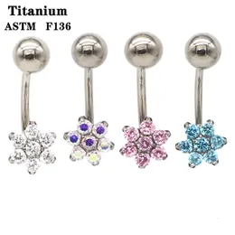 Labret läpppiercing smycken 12st blommor belly bar intern tråd navel ring ögonbrynen krökt 16g kristall ziron kropp 230802