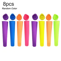 Ice Cream Tools 8PCS Safe Food Grade Silicone Mould Block Molds Icy Pole Jelly Pop Popsicle Maker Set 230802