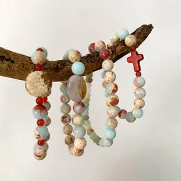 Strand Designer Cross For Women Girls Natural Carnelian Healing Stones Bracelet Anxiety Yoga Meditation Jewelry
