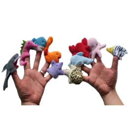 Finger Puppet Ocean Animals Plush Toy for Kid Tell Story Props Cute Cartoon Sharks Turtles for Early Education Interactive