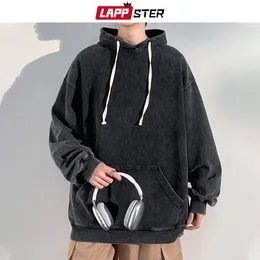 Mens Hoodies Sweatshirts LAPPSTER Streetwear Harajuku Graphic Korean Oversized Casual 2000s Y2k Clothes Hooded Hoodie 230803