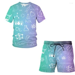 Männer Trainingsanzüge Sommer Mathematische Formel 3D Gedruckt T-shirt Shorts Set Sportswear Trainingsanzug O Hals Kurzarm Kleidung