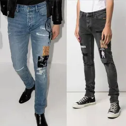 Men's Jeans Designer Trouser Legs Open Fork Tight Capris Denim Trousers Add Fleece Thicken Warm Slimming Jean Pants Brand Clothing Embroidery Printing