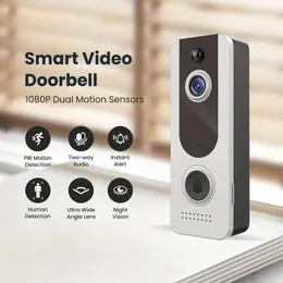 Smart trådlös dörrklockkamera med mänsklig upptäckt, molnlagring, HD Live Image, 2-vägs ljud, nattvision, vädermotstånd