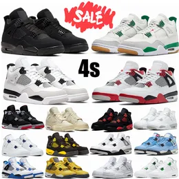 Basket med Box Jumpman 4 4S basketskor Sneakers OG Red Thunder J4 Black Cat 4s Seafoam Midnight Navy Military Black White Oreo Sail Bred Fire Red Big Size