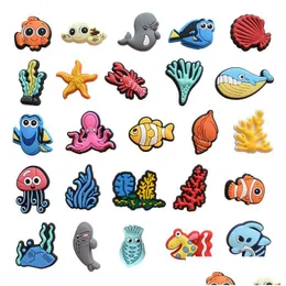 Shoe Parts Accessories Ocean Animals Clog Jibitz Charms Pins Decoration Buckle Drop Delivery Otqy0