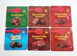 Partihandel infunderade brownies förpackningspåsar 600 mg tårta tomma chewy funfetti fudge choc olate snack karamell biter röd sammet