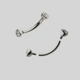 LaBret Lip Piercing Jewelry ASTM 36 Internt gängad dubbel Bezel Gem End 16g Böjd ögonbryn Skivstång 230802
