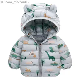 Daunenmantel Daunenmantel Baby Mädchen Kapuzenjacken für Kinder Cartoon Dinosuar Mäntel Herbst Jungen Warm Top Kleinkind Reißverschluss Oberbekleidung JYF 220919 Z230803